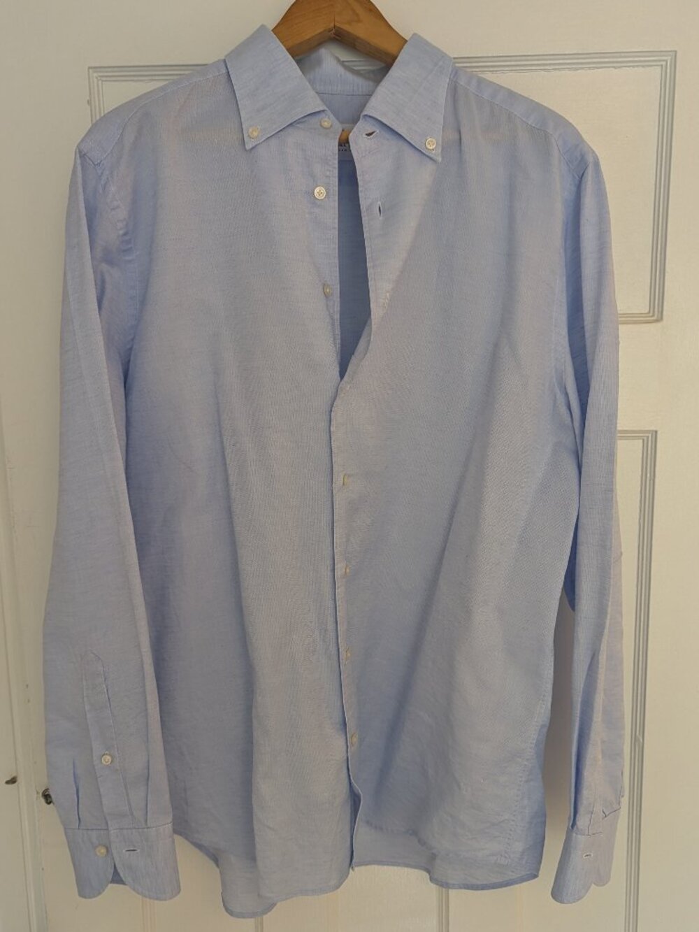 Emanuel Berg Modern Fit Cotton / Linen Long Sleeve Button Down Shirt Xl 17.5